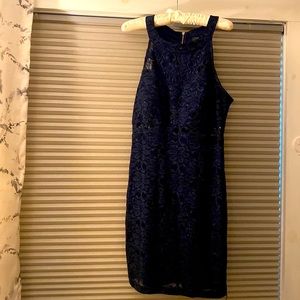 Juniors Navy sparkle formal dress